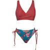 CUPSHE Women’s Bikini Swimsuit Front Cross Lace Up Two Piece Bathing Suit(Brick Red/Blue)