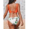 CUPSHE Women’s Bikini Swimsuit Front Cross Lace Up Two Piece Bathing Suit(Carrot Orange)