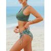 CUPSHE Women’s Bikini Swimsuit Front Cross Lace Up Two Piece Bathing Suit(Dark Green)