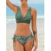 CUPSHE Women’s Bikini Swimsuit Front Cross Lace Up Two Piece Bathing Suit(Dark Green)