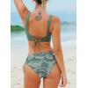 CUPSHE Women’s Bikini Swimsuit Front Cross Lace Up Two Piece Bathing Suit(Dark Green)