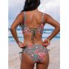 CUPSHE Women’s Bikini Swimsuit Front Cross Lace Up Two Piece Bathing Suit(Grey Green/Red)