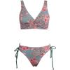 CUPSHE Women’s Bikini Swimsuit Front Cross Lace Up Two Piece Bathing Suit(Grey Green/Red)