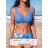 CUPSHE Women’s Bikini Swimsuit Front Cross Lace Up Two Piece Bathing Suit(Periwinkle Blue/Floral)