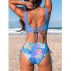 CUPSHE Women’s Bikini Swimsuit Front Cross Lace Up Two Piece Bathing Suit(Periwinkle Blue/Floral)