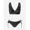 CUPSHE Women’s Bikini Swimsuit Front Cross Lace Up Two Piece Bathing Suit(Pure Black)