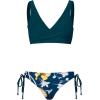 CUPSHE Women’s Bikini Swimsuit Front Cross Lace Up Two Piece Bathing Suit(Teal Blue/Yellow)