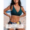 CUPSHE Women’s Bikini Swimsuit Front Cross Lace Up Two Piece Bathing Suit(Teal Blue/Yellow)