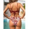CUPSHE Women’s Bikini Swimsuit Scalloped V Neck Lace Up Low Waisted Bathing Suit(Red/White Floral)