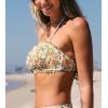 CUPSHE Womens Bikini Top Swimsuit Bandeau Top Back Tie with Removable Shoulder Straps(Beige/Floral)