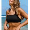 CUPSHE Womens Bikini Top Swimsuit Bandeau Top Back Tie with Removable Shoulder Straps(Black)
