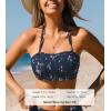 CUPSHE Womens Bikini Top Swimsuit Bandeau Top Back Tie with Removable Shoulder Straps(Navy Floral)