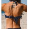 CUPSHE Womens Bikini Top Swimsuit Bandeau Top Back Tie with Removable Shoulder Straps(Navy Floral)