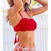 CUPSHE Womens Bikini Top Swimsuit Bandeau Top Back Tie with Removable Shoulder Straps(True Red)
