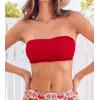 CUPSHE Womens Bikini Top Swimsuit Bandeau Top Back Tie with Removable Shoulder Straps(True Red)