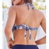 CUPSHE Womens Bikini Top Swimsuit Bandeau Top Back Tie with Removable Shoulder Straps(White/Navy Floral)