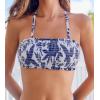 CUPSHE Womens Bikini Top Swimsuit Bandeau Top Back Tie with Removable Shoulder Straps(White/Navy Floral)