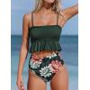 CUPSHE Women’s High Waist Bikini Swimsuit Ruffle Two Piece Bathing Suit(Army Green)