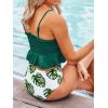 CUPSHE Women’s High Waist Bikini Swimsuit Ruffle Two Piece Bathing Suit(Green/White)