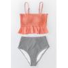 CUPSHE Women’s High Waist Bikini Swimsuit Ruffle Two Piece Bathing Suit(Peach)