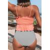 CUPSHE Women’s High Waist Bikini Swimsuit Ruffle Two Piece Bathing Suit(Peach)