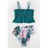 CUPSHE Women’s High Waist Bikini Swimsuit Ruffle Two Piece Bathing Suit(Teal)