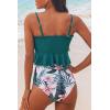 CUPSHE Women’s High Waist Bikini Swimsuit Ruffle Two Piece Bathing Suit(Teal)