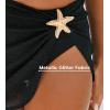 CUPSHE Women’s High Waisted Bikini Bottom with Shiny Sarong Swim Skirt Swimsuit Full Coverage Modest Swim Bottom(Black)