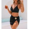 CUPSHE Women’s High Waisted Bikini Bottom with Shiny Sarong Swim Skirt Swimsuit Full Coverage Modest Swim Bottom(Black)