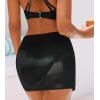 CUPSHE Women’s High Waisted Bikini Bottom with Shiny Sarong Swim Skirt Swimsuit Full Coverage Modest Swim Bottom(Black)
