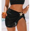 CUPSHE Women’s High Waisted Bikini Bottom with Shiny Sarong Swim Skirt Swimsuit Full Coverage Modest Swim Bottom(Black)