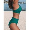 CUPSHE Women’s High Waisted Bikini Sets Two Piece Swimsuit Deep V Neck Back Hook Adjustable Straps Bathing Suit(Jade Green)