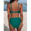 CUPSHE Women’s High Waisted Bikini Sets Two Piece Swimsuit Deep V Neck Back Hook Adjustable Straps Bathing Suit(Jade Green)