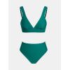 CUPSHE Women’s High Waisted Bikini Sets Two Piece Swimsuit Deep V Neck Back Hook Adjustable Straps Bathing Suit(Jade Green)