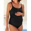 CUPSHE Women’s Maternity One Piece Swimsuit Adjustable Spaghetti Strap Scoop Neck Pregnancy Bathing Suit Back Cutout Grommet(Black)