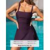 CUPSHE Women’s One Piece Swim Dress Square Neck Bathing Suit Adjustable Straps Swimdress Swimsuit(Plum Purple)