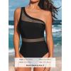 CUPSHE Women’s One Piece Swimsuit Asymmetric Neck One Shoulder Bathing Suit Mesh Swimwear(Black)