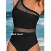 CUPSHE Women’s One Piece Swimsuit Asymmetric Neck One Shoulder Bathing Suit Mesh Swimwear(Black)