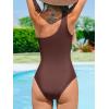 CUPSHE Women’s One Piece Swimsuit Asymmetric Neck One Shoulder Bathing Suit Mesh Swimwear(Brown)