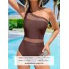 CUPSHE Women’s One Piece Swimsuit Asymmetric Neck One Shoulder Bathing Suit Mesh Swimwear(Brown)