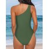 CUPSHE Women’s One Piece Swimsuit Asymmetric Neck One Shoulder Bathing Suit Mesh Swimwear(Forest Green)