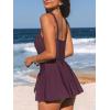 CUPSHE Women’s One Piece Swimsuit Bathing Suit Scoop Neck Swimdress Wide Straps Tie Knot Swim Skirt(Eggplant Purple)
