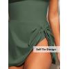 CUPSHE Women’s One Piece Swimsuit Bathing Suit Scoop Neck Swimdress Wide Straps Tie Knot Swim Skirt(Moss Green)
