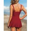CUPSHE Women’s One Piece Swimsuit Bathing Suit Scoop Neck Swimdress Wide Straps Tie Knot Swim Skirt(Solid Red)