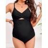 CUPSHE Women’s One Piece Swimsuit Maternity Wrapped Front Ruched Pregnancy Bathing Suit Back Hook Cutout(Black)