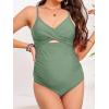 CUPSHE Women’s One Piece Swimsuit Maternity Wrapped Front Ruched Pregnancy Bathing Suit Back Hook Cutout(Green)