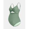 CUPSHE Women’s One Piece Swimsuit Maternity Wrapped Front Ruched Pregnancy Bathing Suit Back Hook Cutout(Green)