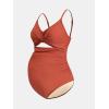 CUPSHE Women’s One Piece Swimsuit Maternity Wrapped Front Ruched Pregnancy Bathing Suit Back Hook Cutout(Red)