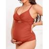 CUPSHE Women’s One Piece Swimsuit Maternity Wrapped Front Ruched Pregnancy Bathing Suit Back Hook Cutout(Red)