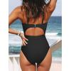 CUPSHE Women’s One Piece Swimsuit Plunge Neckline Cutout Criss Cross Bathing Suit(Black)
